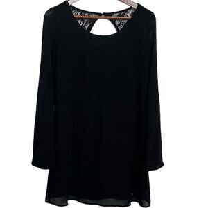 Speechless Long Sleeve Keyhole Mini Dress Black Small